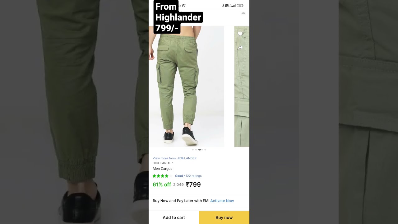 Buy Highlander Mid Grey Regular Fit Solid Cargo for Men Online at Rs.619 -  Ketch